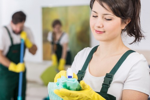 Spot treatment during sofa cleaning on upholstery
